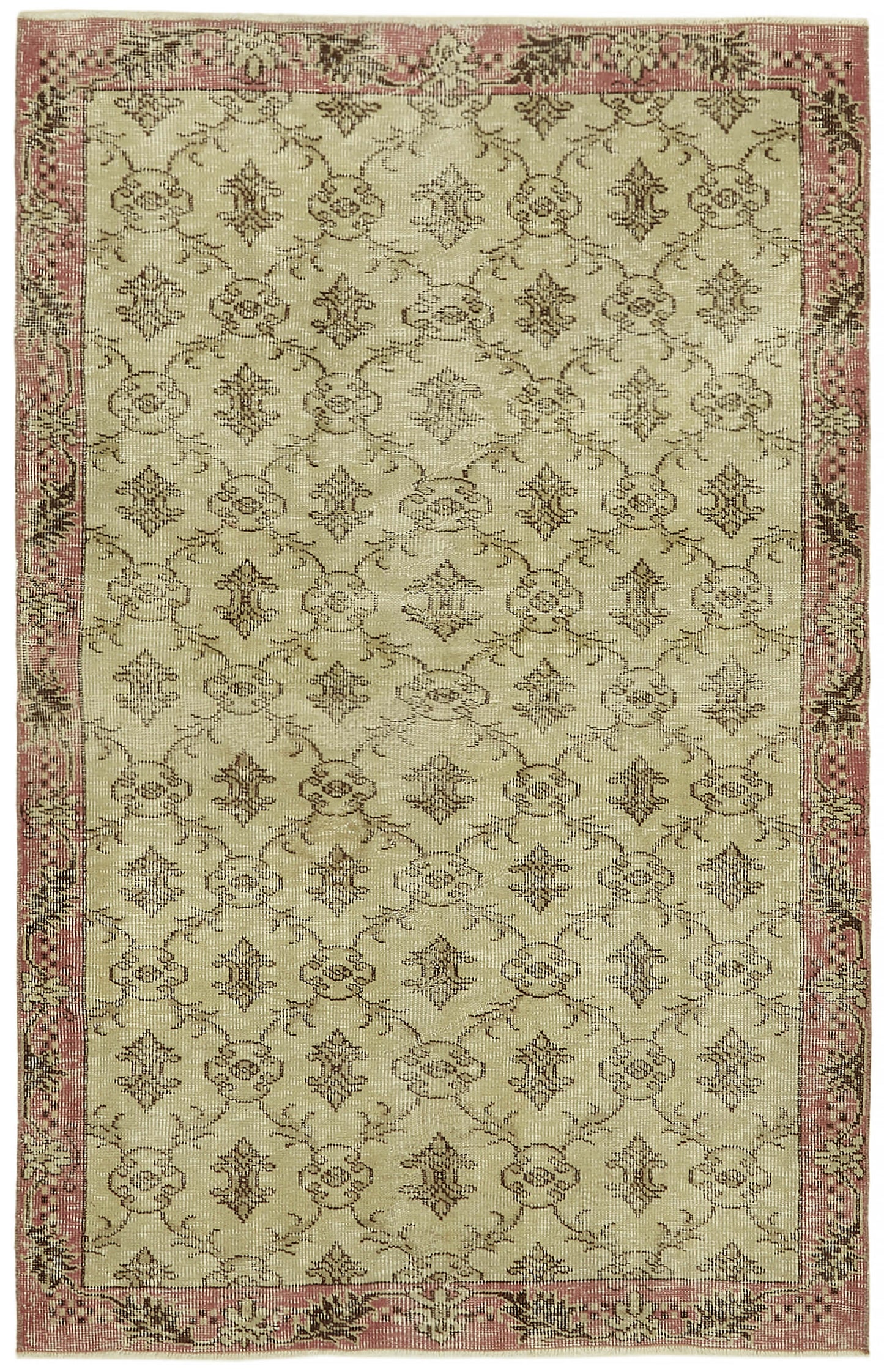 4x6 Beige Turkish Vintage Area Rug - 45922