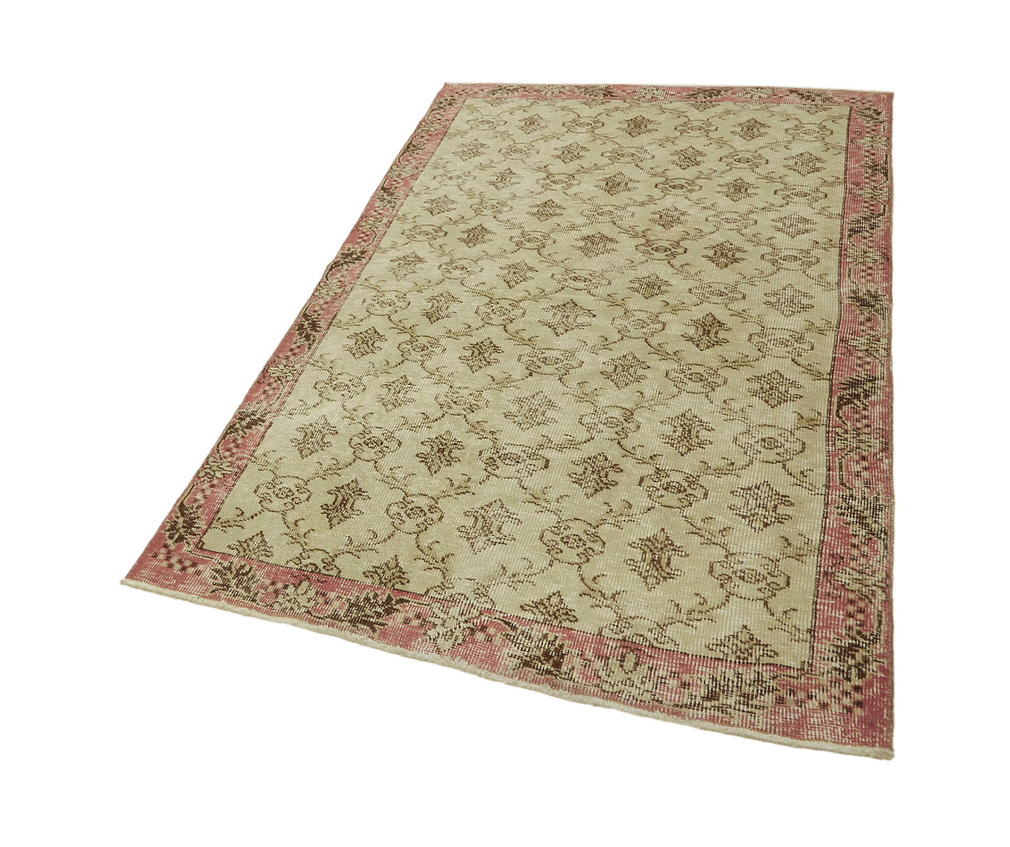 4x6 Beige Turkish Vintage Area Rug - 45922