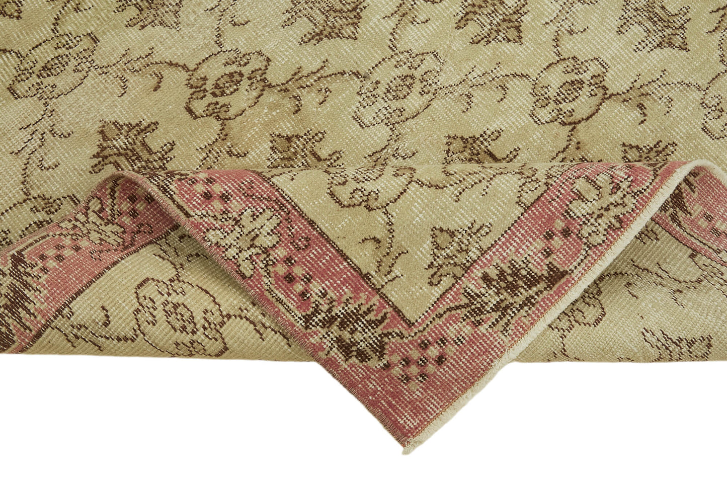 4x6 Beige Turkish Vintage Area Rug - 45922