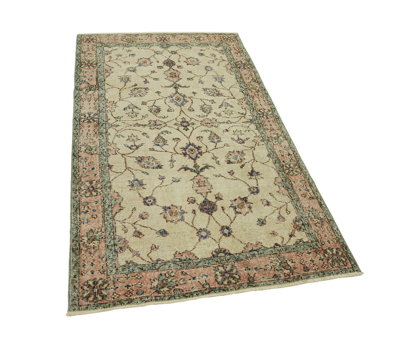 4x6 Beige Turkish Vintage Area Rug - 45923