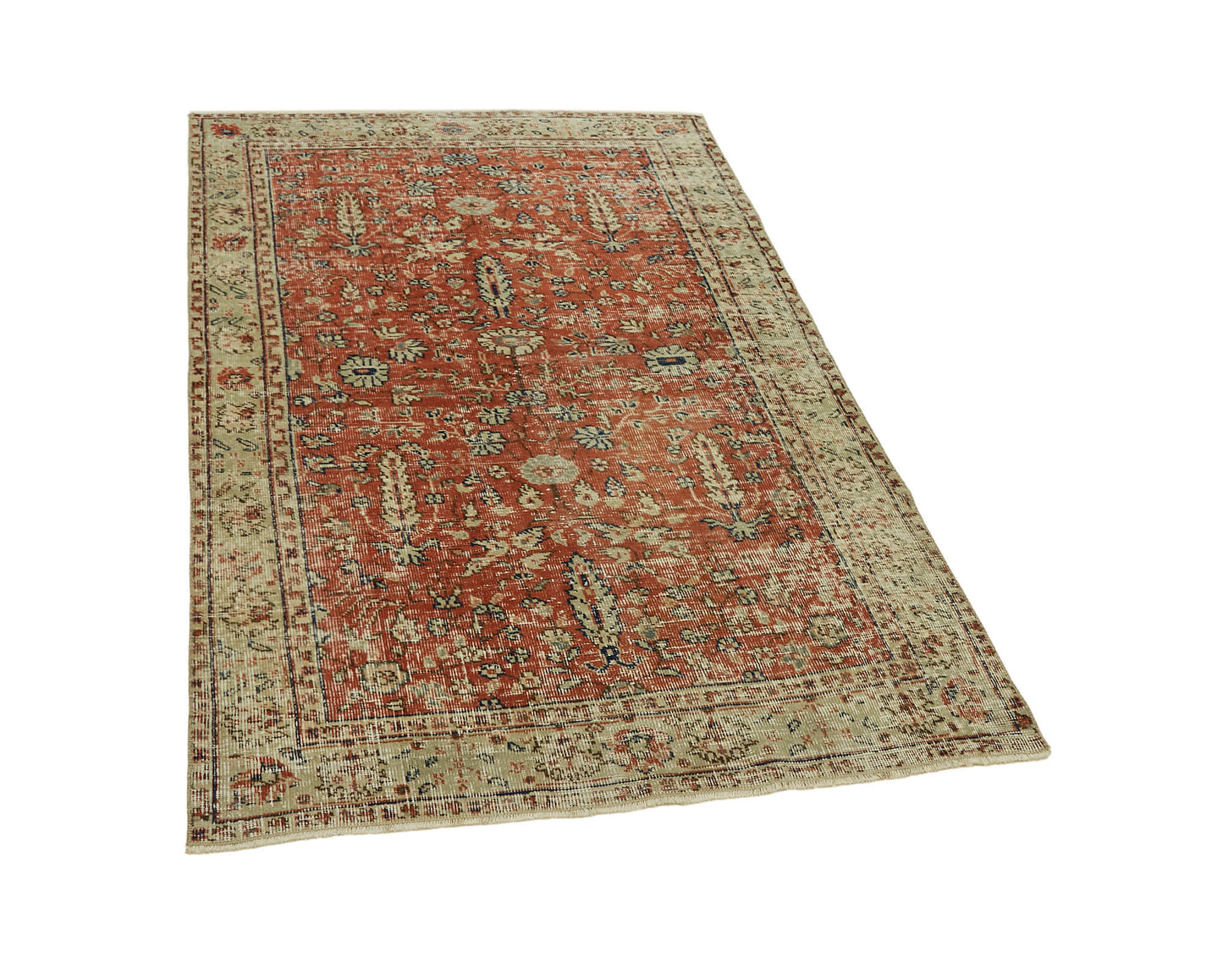 4x6 Red Turkish Vintage Area Rug - 45924