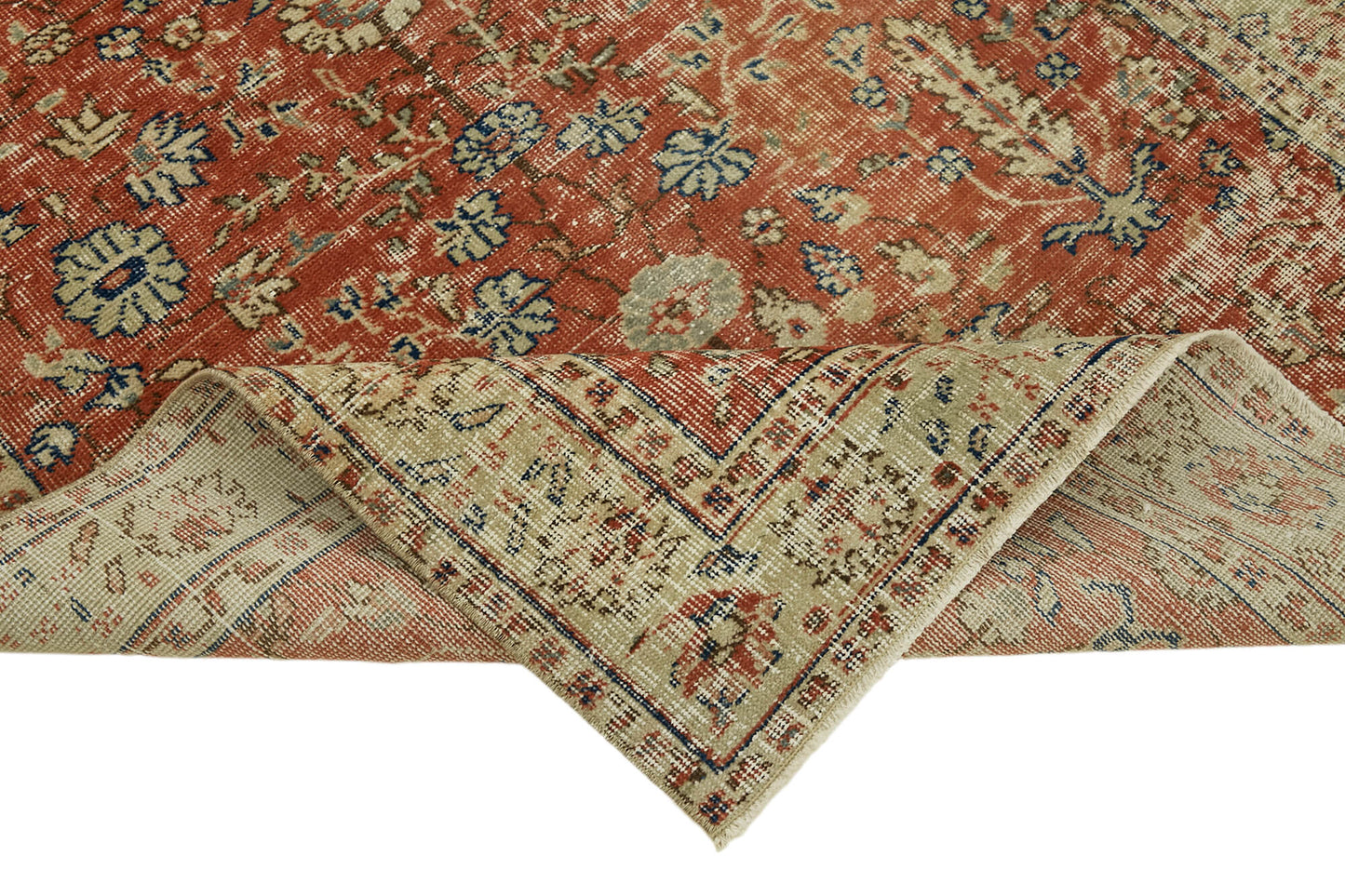 4x6 Red Turkish Vintage Area Rug - 45924