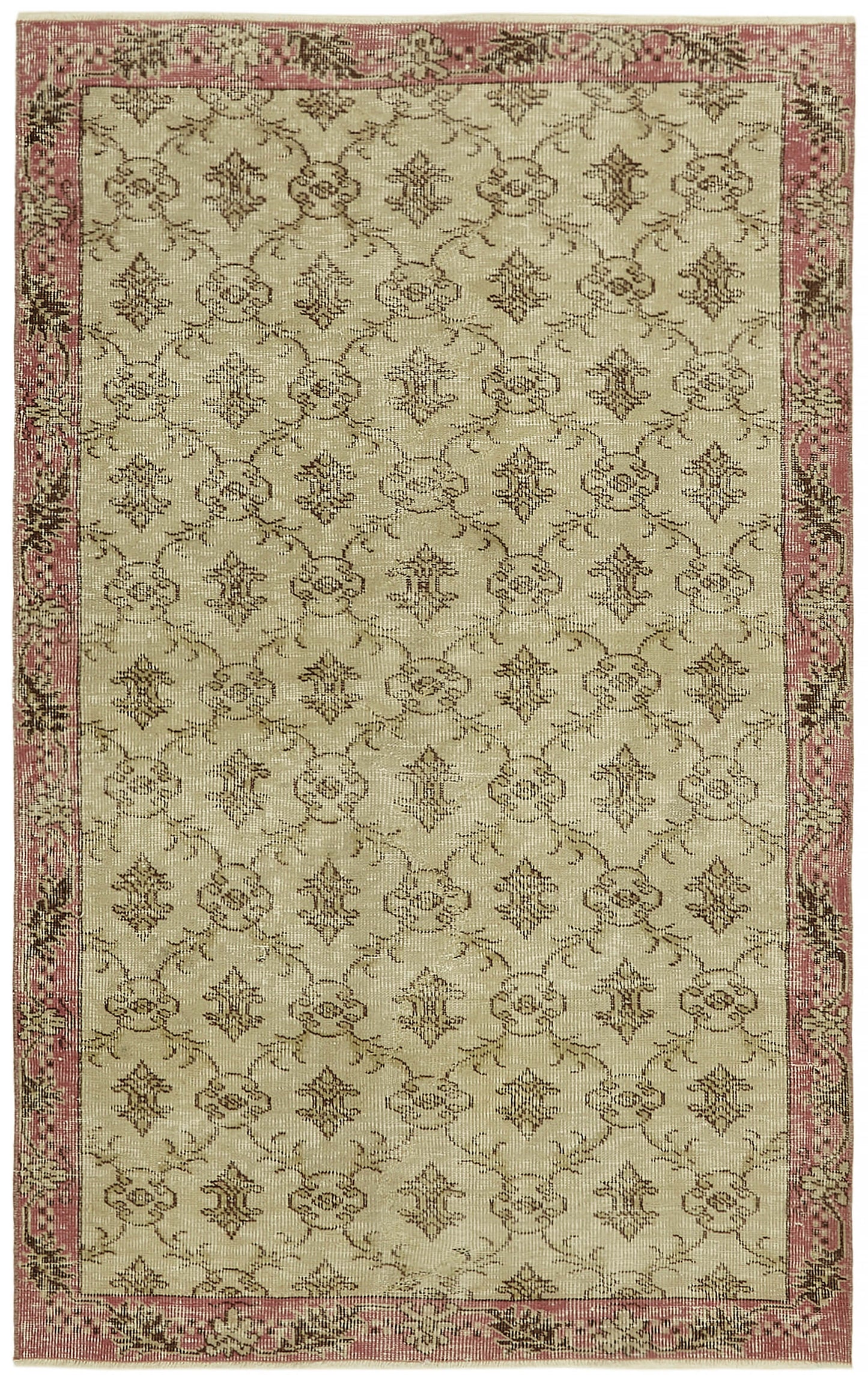 4x6 Beige Turkish Vintage Area Rug - 45926