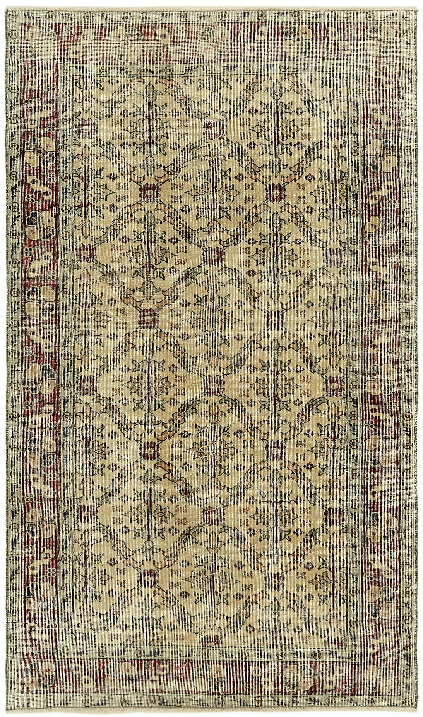 4x6 Beige Turkish Vintage Area Rug - 45927