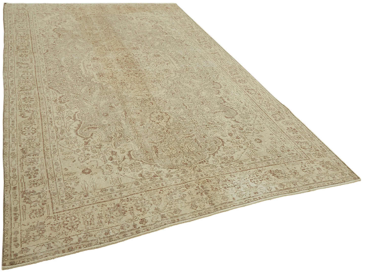 7x11 Beige Turkish Vintage Area Rug - 46044