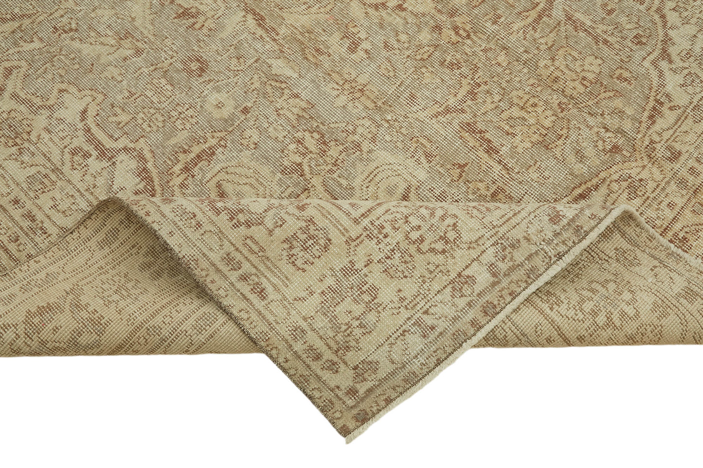 7x11 Beige Turkish Vintage Area Rug - 46044