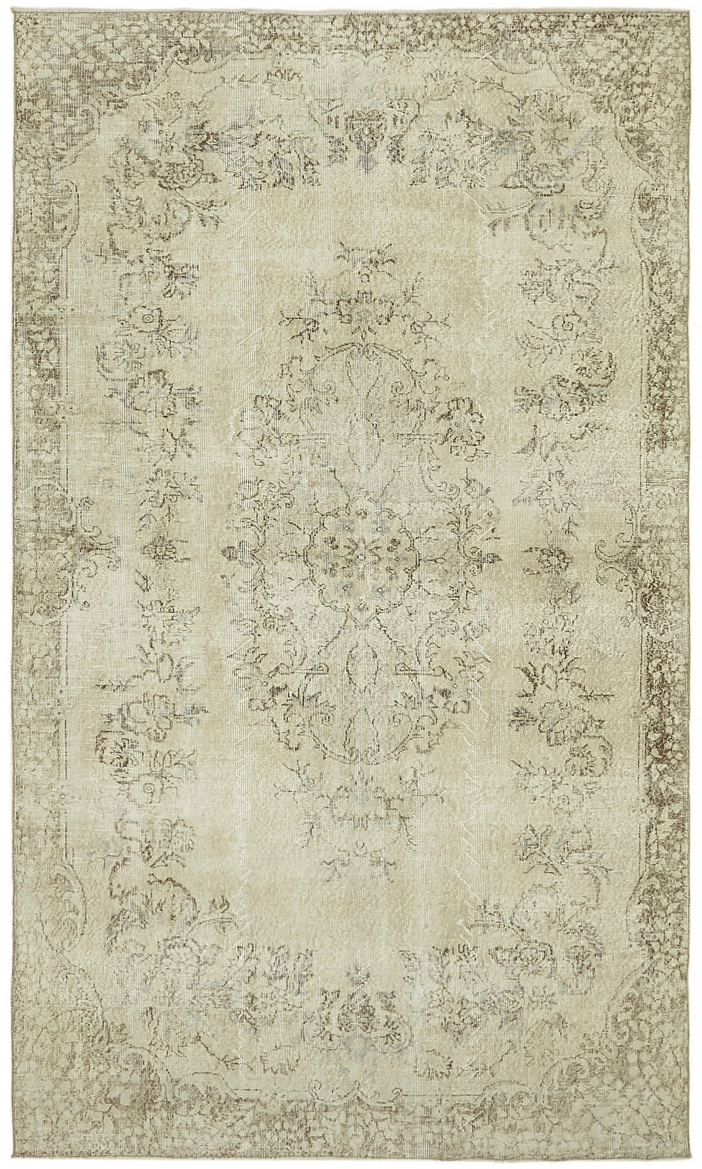 7x11 Beige Turkish Vintage Area Rug - 46046