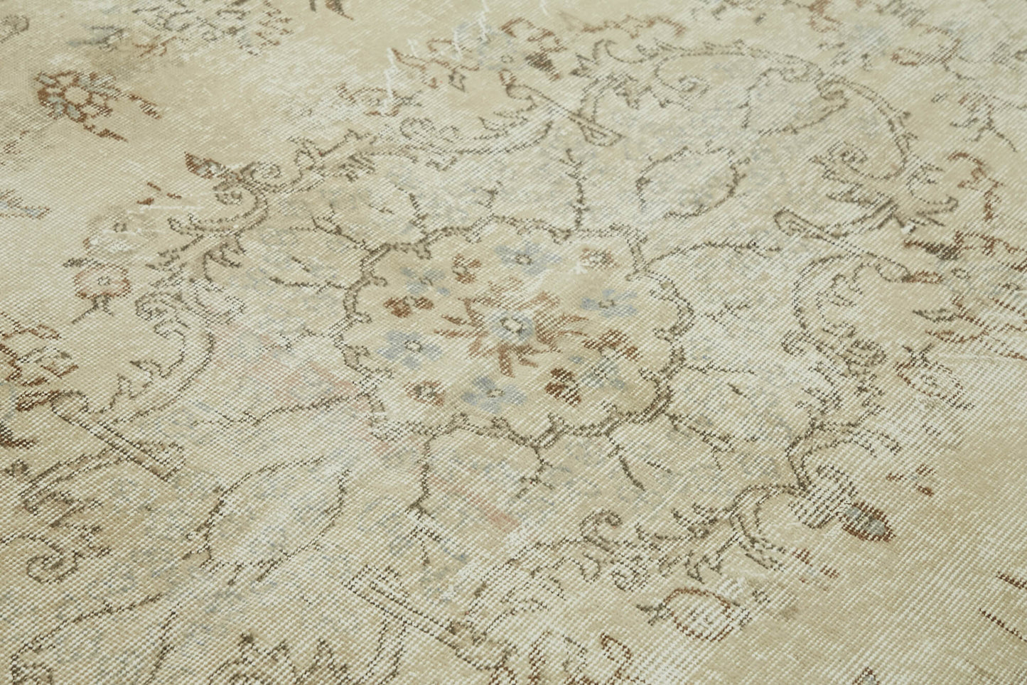 7x11 Beige Turkish Vintage Area Rug - 46046