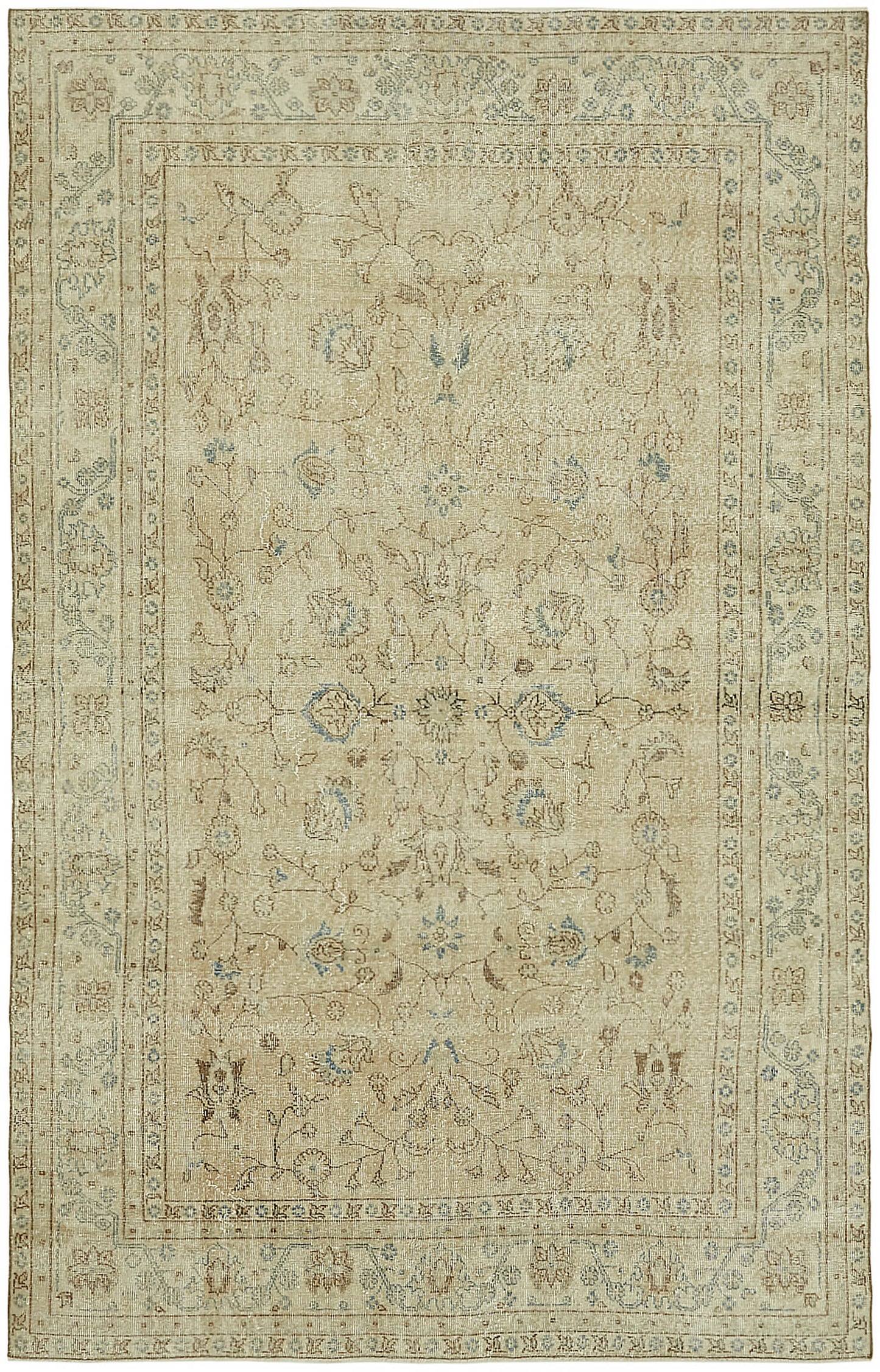 6x10 Beige Turkish Vintage Area Rug - 46062