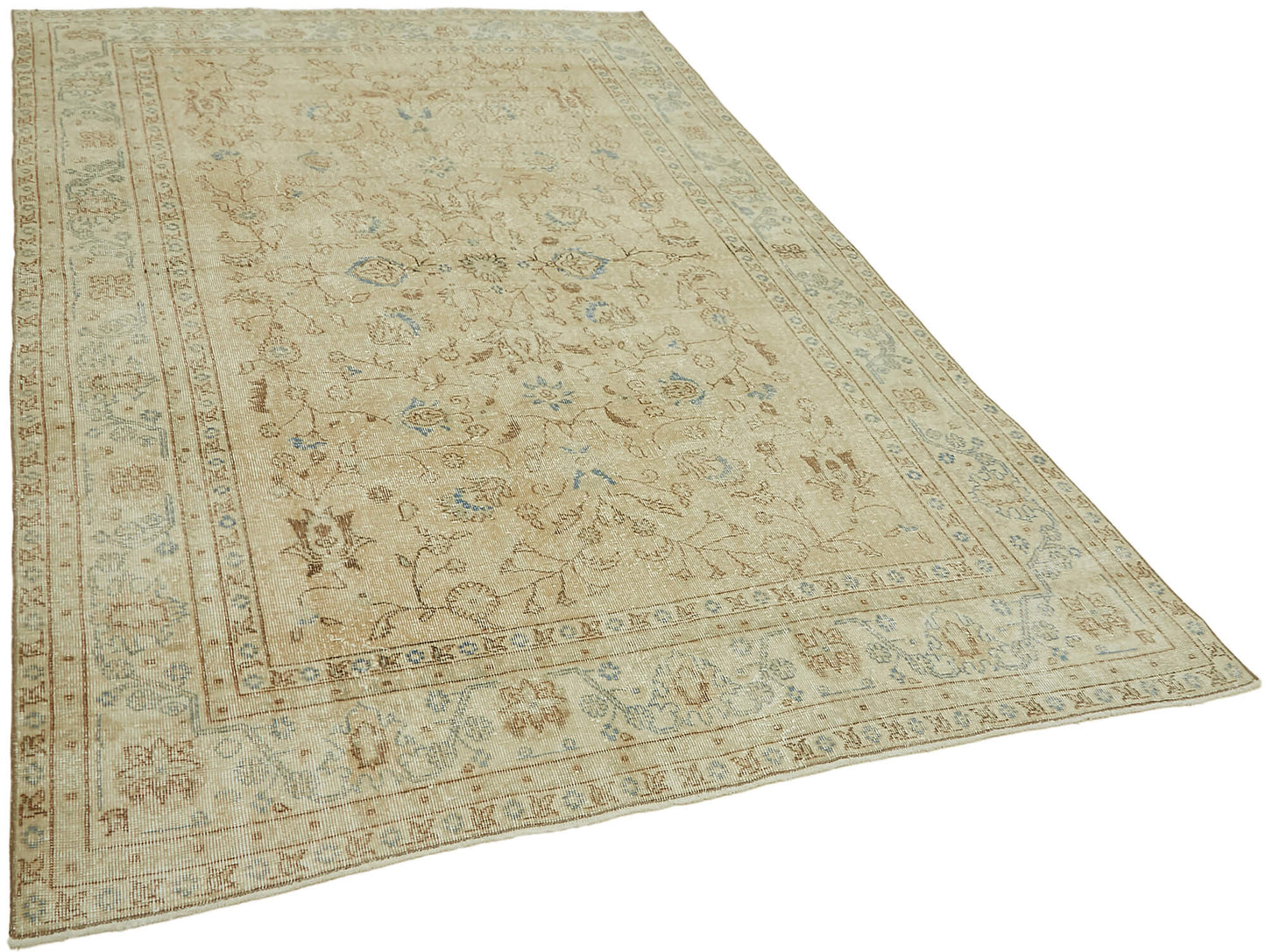 6x10 Beige Turkish Vintage Area Rug - 46062