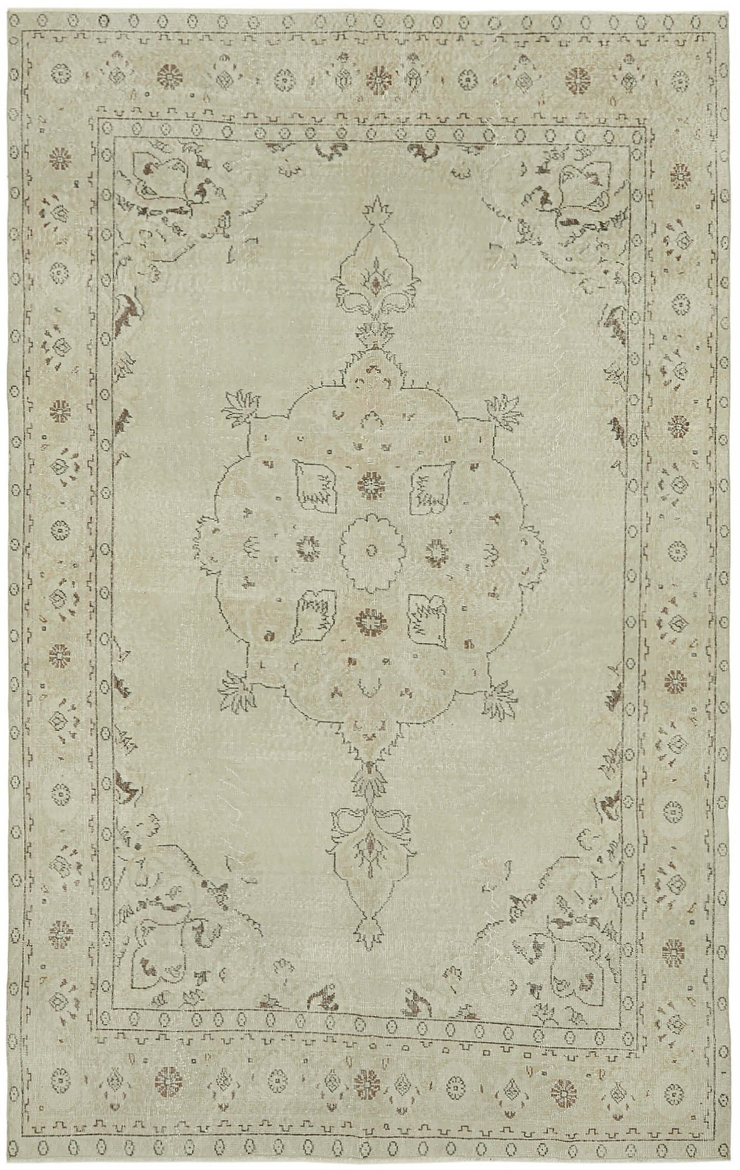 6x10 Beige Turkish Vintage Area Rug - 46064