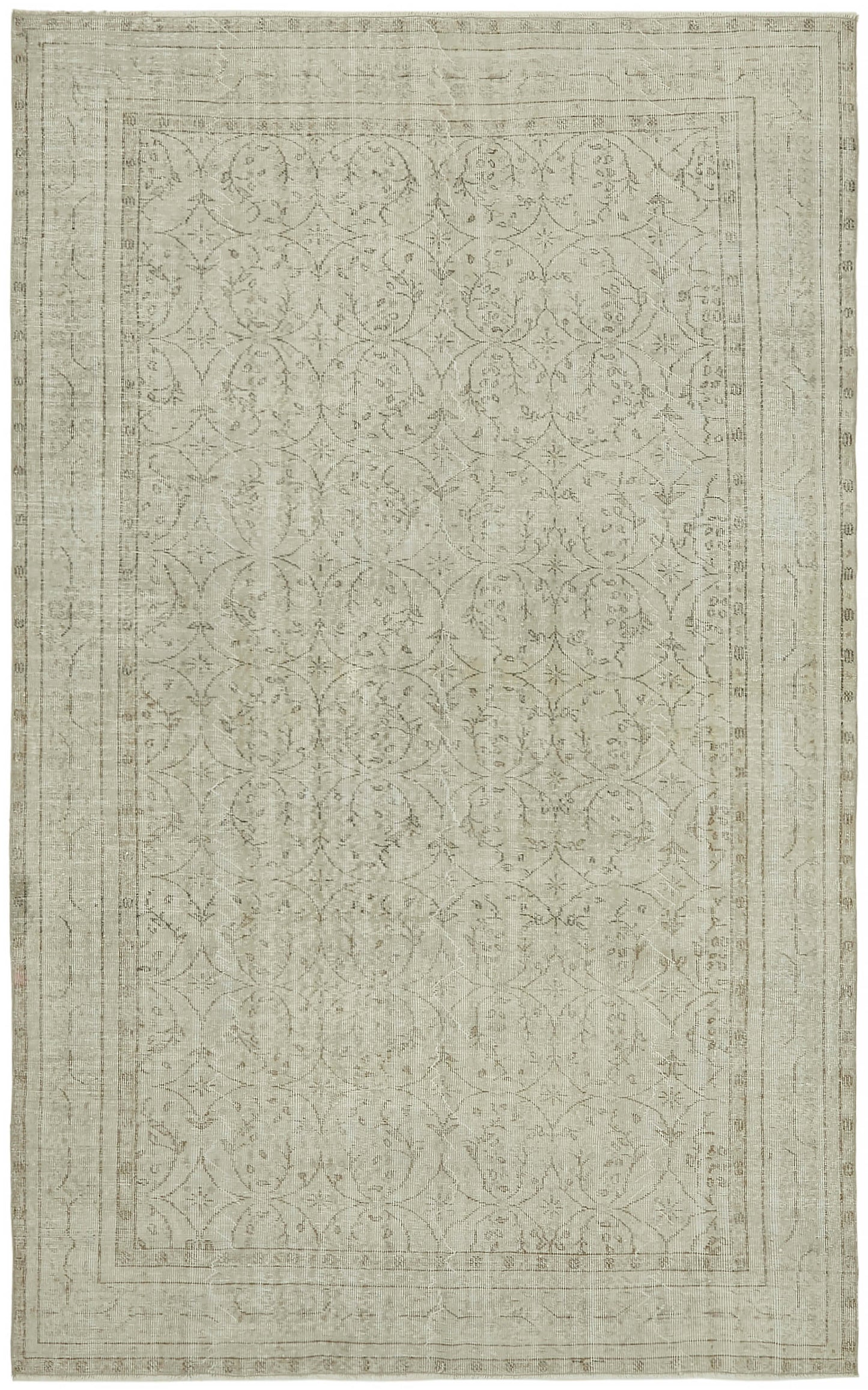 7x10 Beige Turkish Vintage Area Rug - 46065