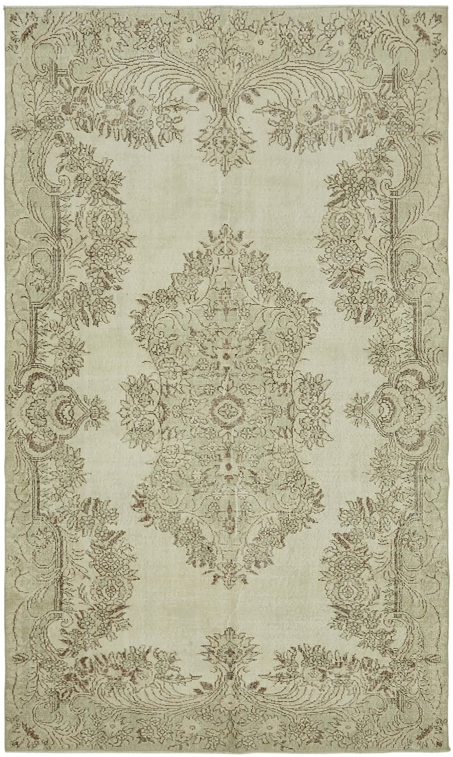 6x10 Beige Turkish Vintage Area Rug - 46067