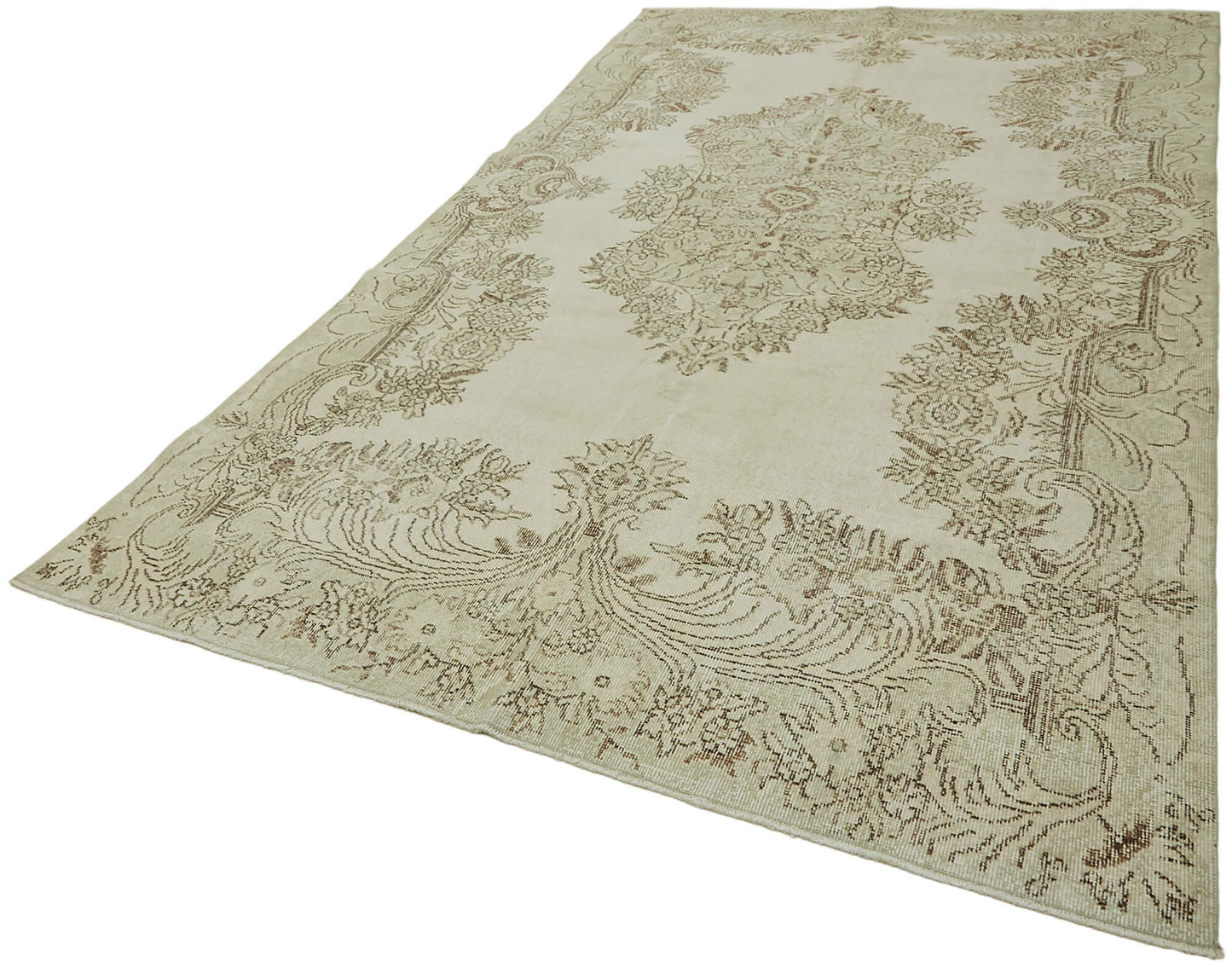 6x10 Beige Turkish Vintage Area Rug - 46067