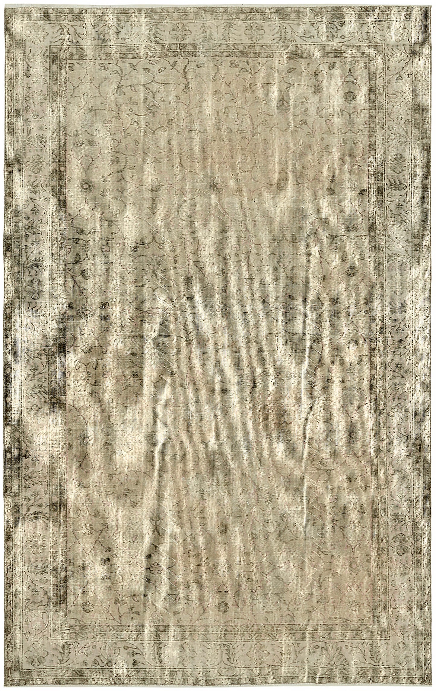 6x10 Beige Turkish Vintage Area Rug - 46070