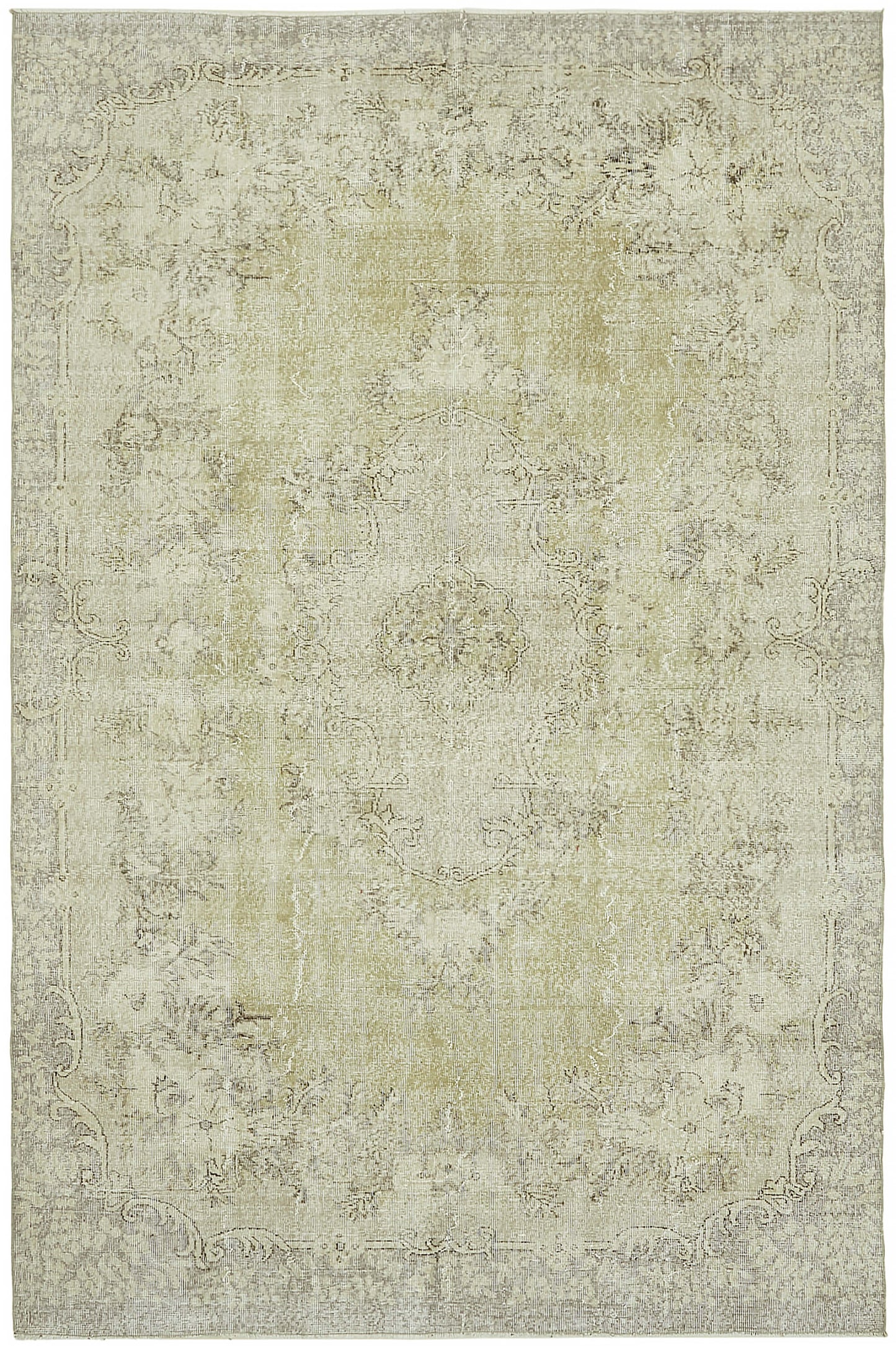 7x10 Beige Turkish Vintage Area Rug - 46071