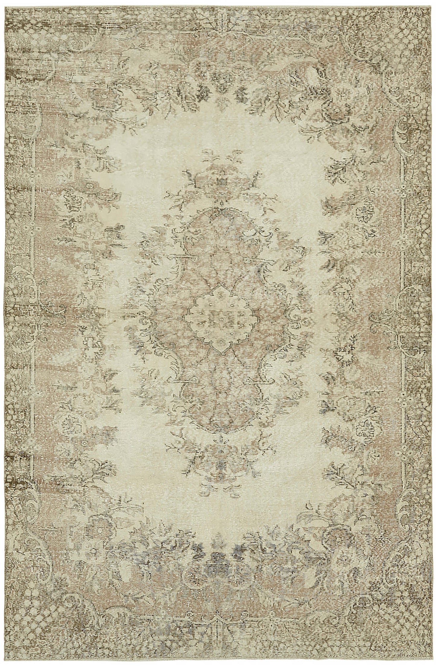 6x10 Beige Turkish Vintage Area Rug - 46076