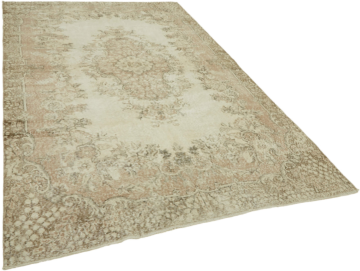 6x10 Beige Turkish Vintage Area Rug - 46076