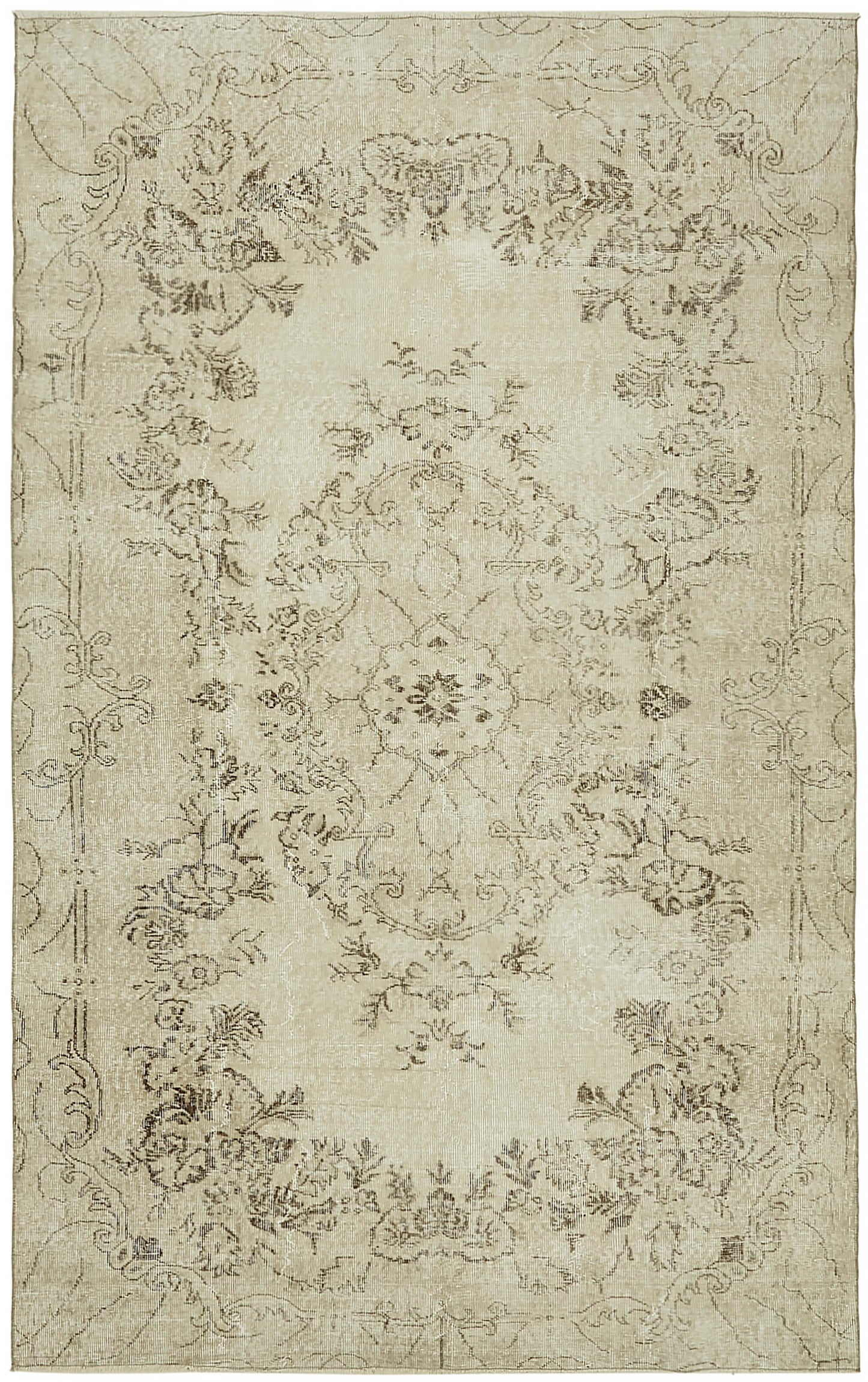 6x10 Beige Turkish Vintage Area Rug - 46077