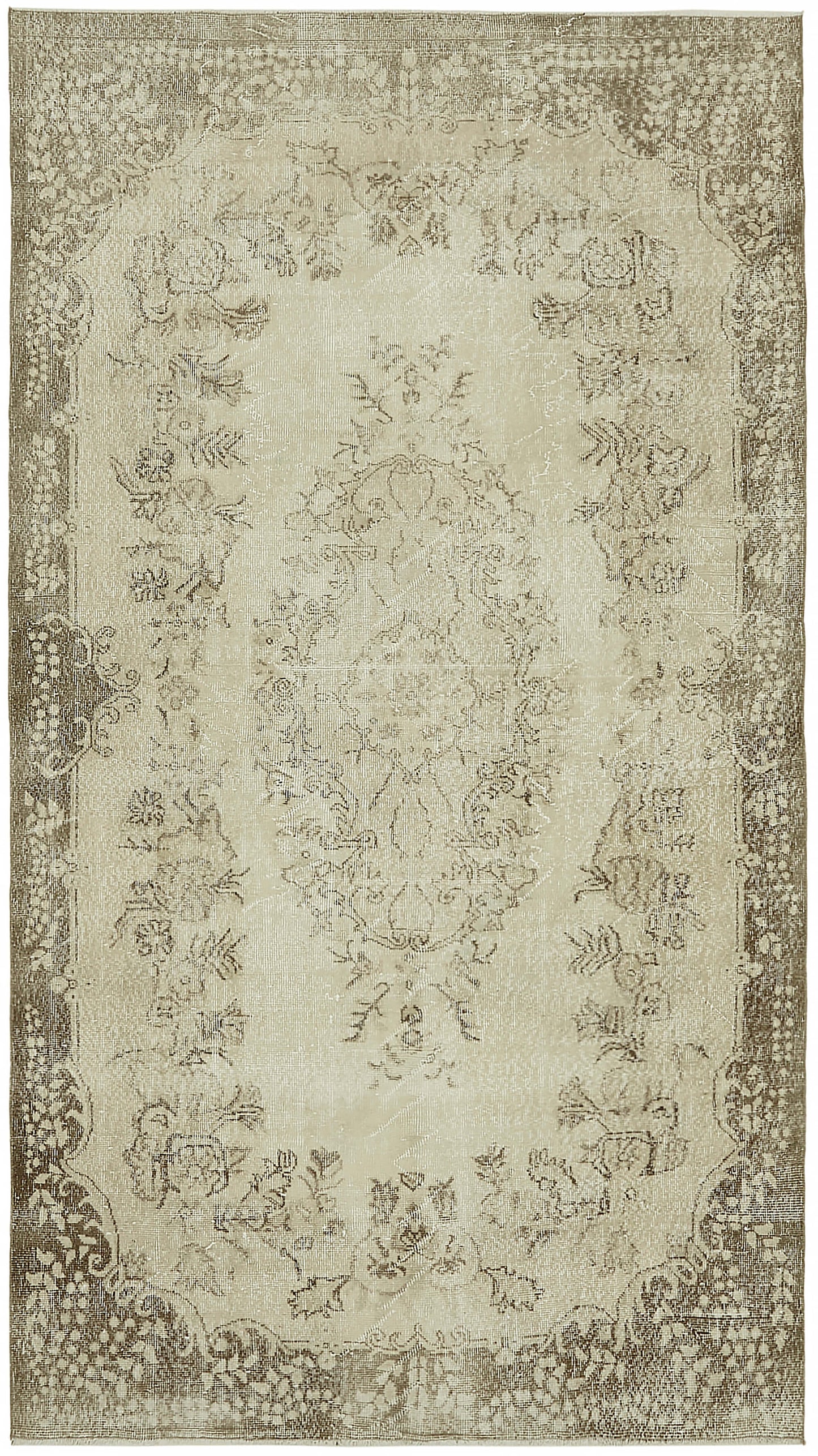 6x10 Beige Turkish Vintage Area Rug - 46079