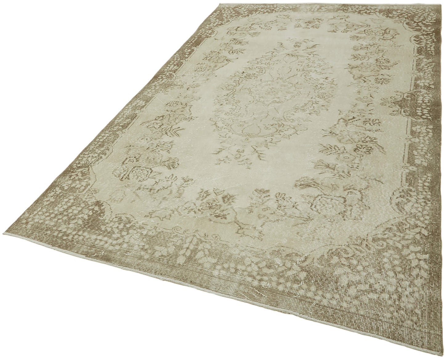 6x10 Beige Turkish Vintage Area Rug - 46079