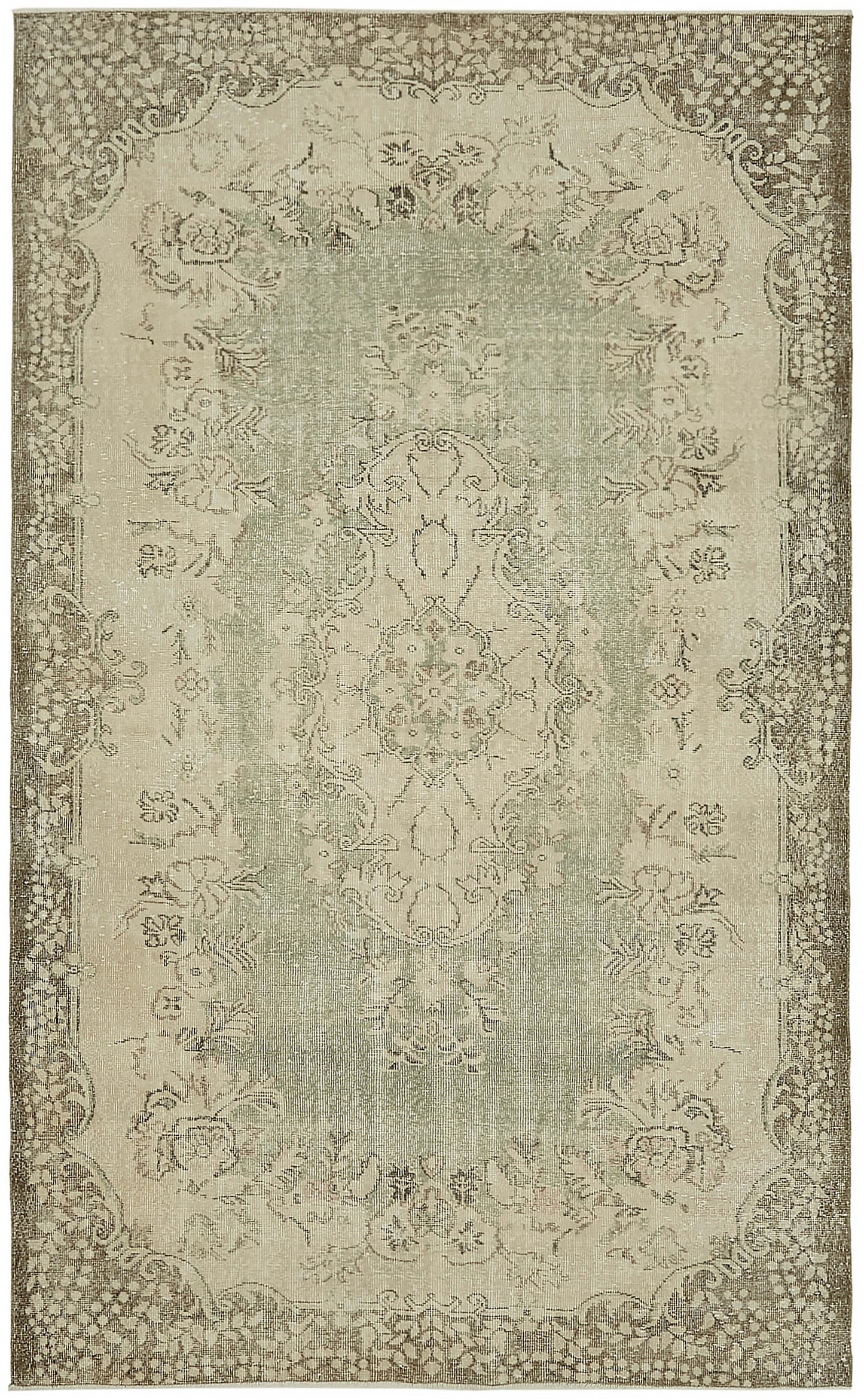 6x10 Beige Turkish Vintage Area Rug - 46080