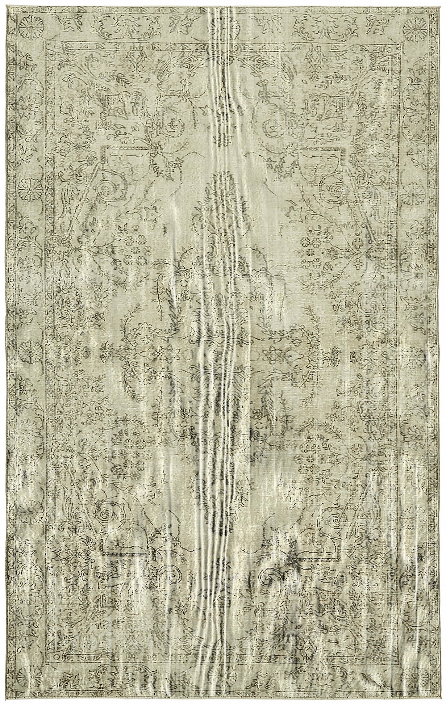 6x10 Beige Turkish Vintage Area Rug - 46082