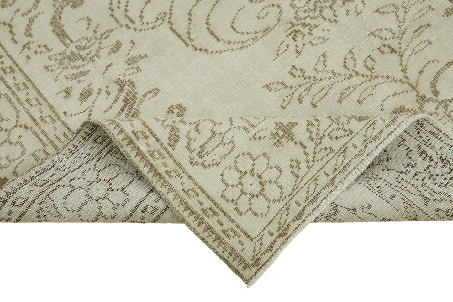 6x9 Beige Turkish Vintage Area Rug - 46083