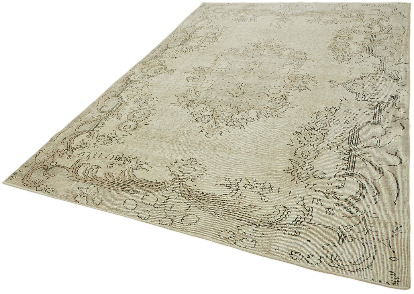 7x10 Beige Turkish Vintage Area Rug - 46084