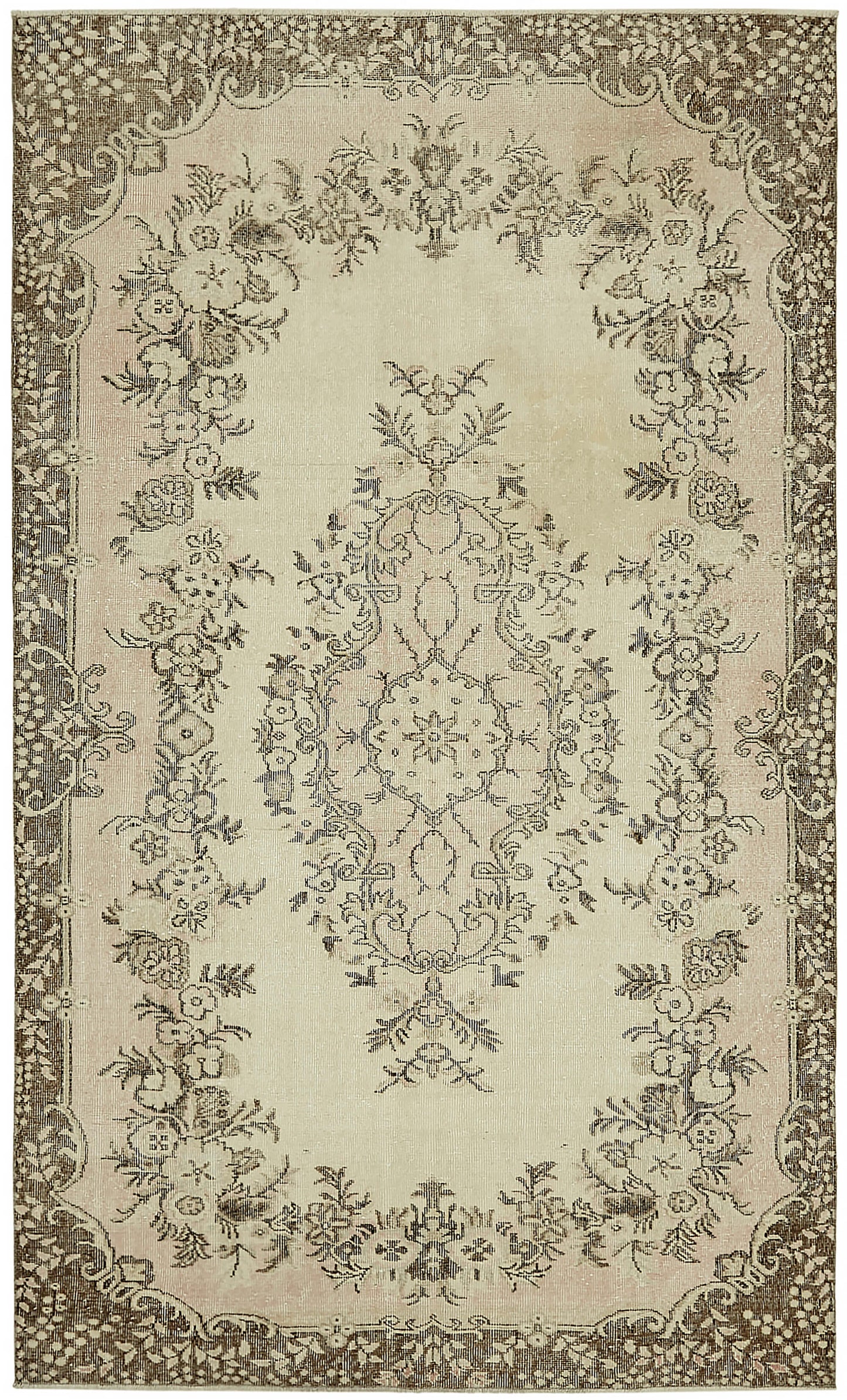 6x10 Beige Turkish Vintage Area Rug - 46085
