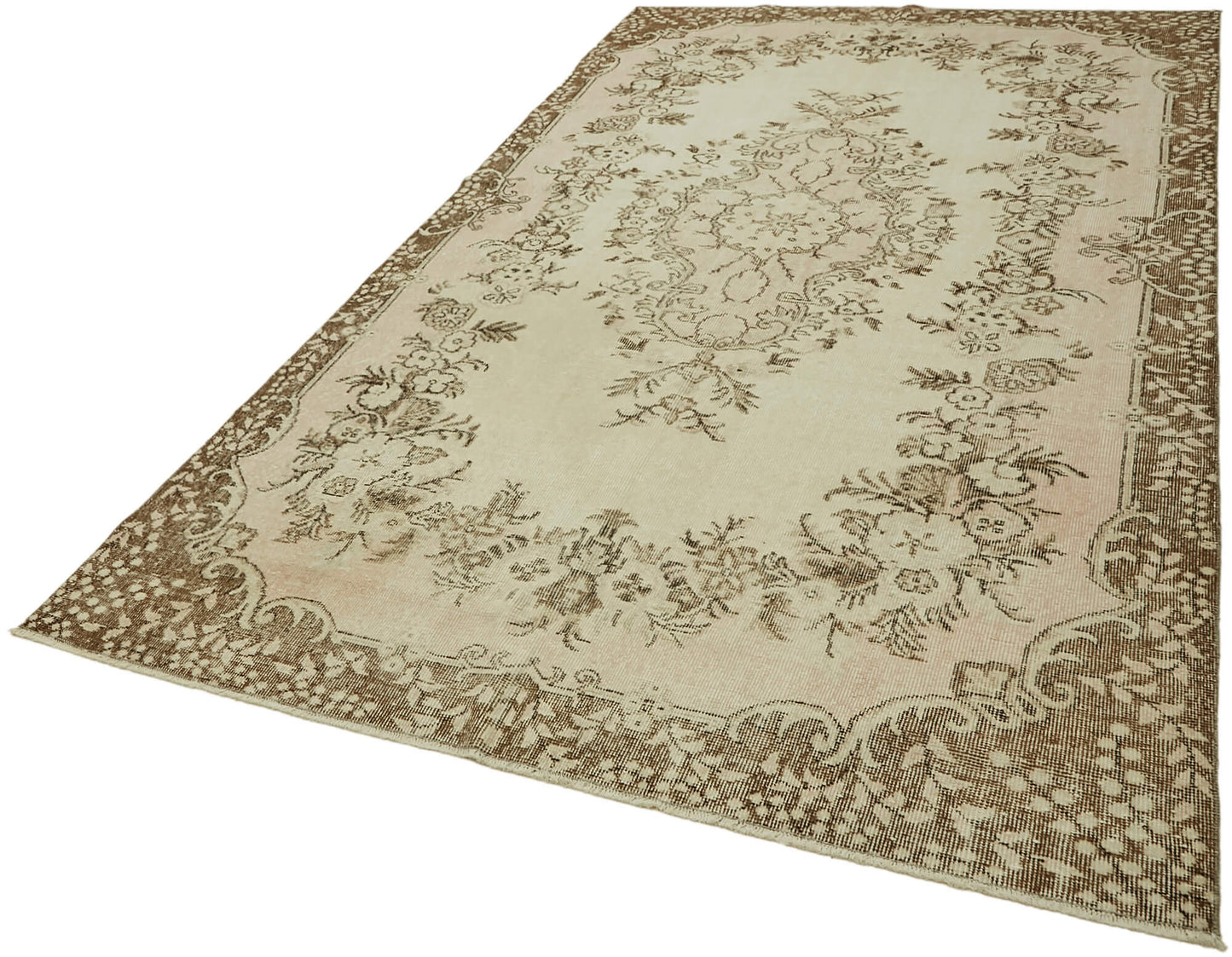 6x10 Beige Turkish Vintage Area Rug - 46085