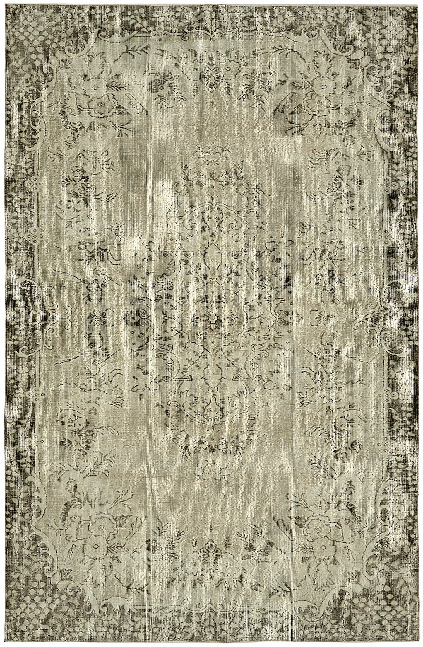 6x10 Beige Turkish Vintage Area Rug - 46086