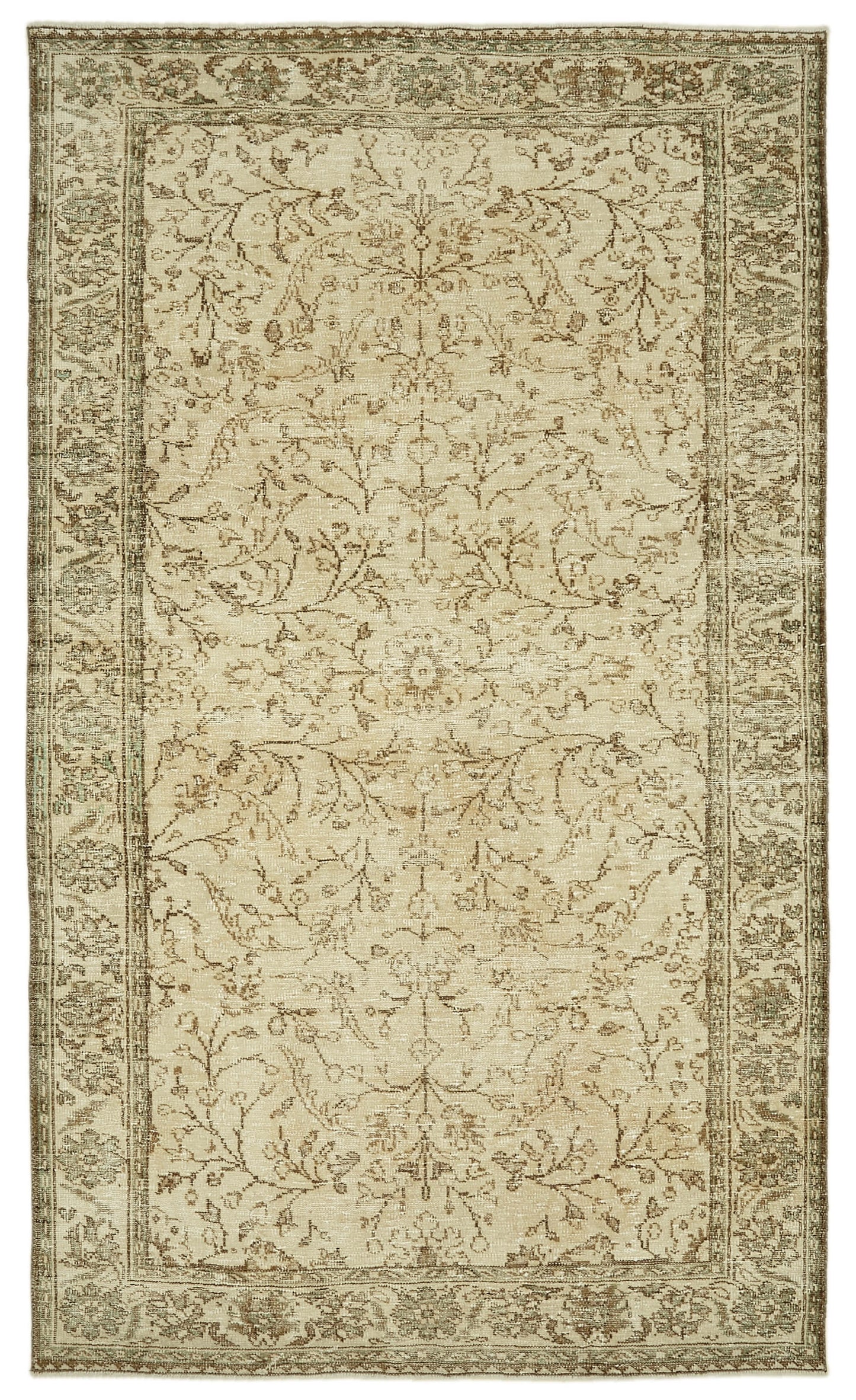 6x10 Beige Turkish Vintage Area Rug - 46087
