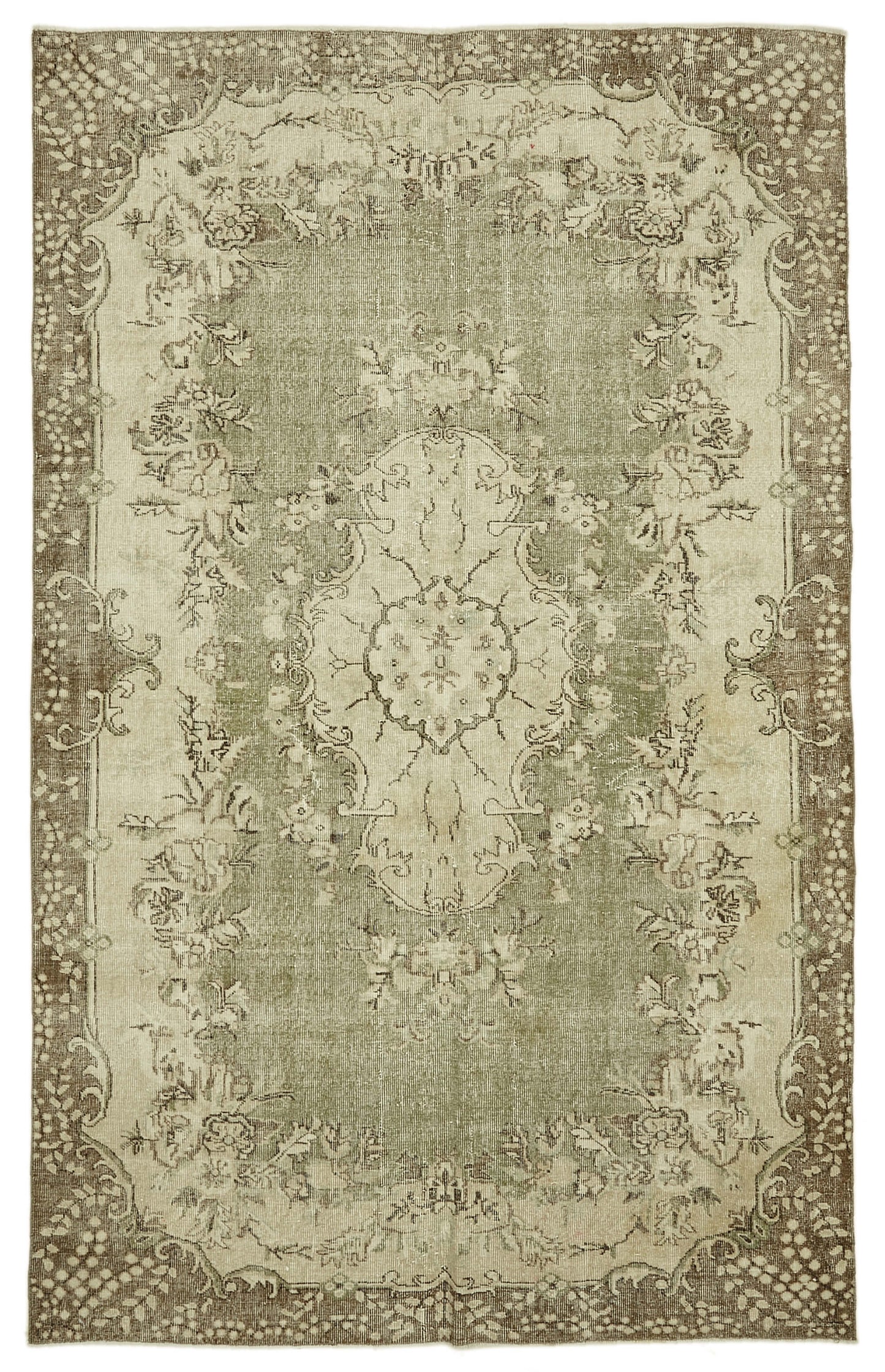 6x10 Beige Turkish Vintage Area Rug - 46090
