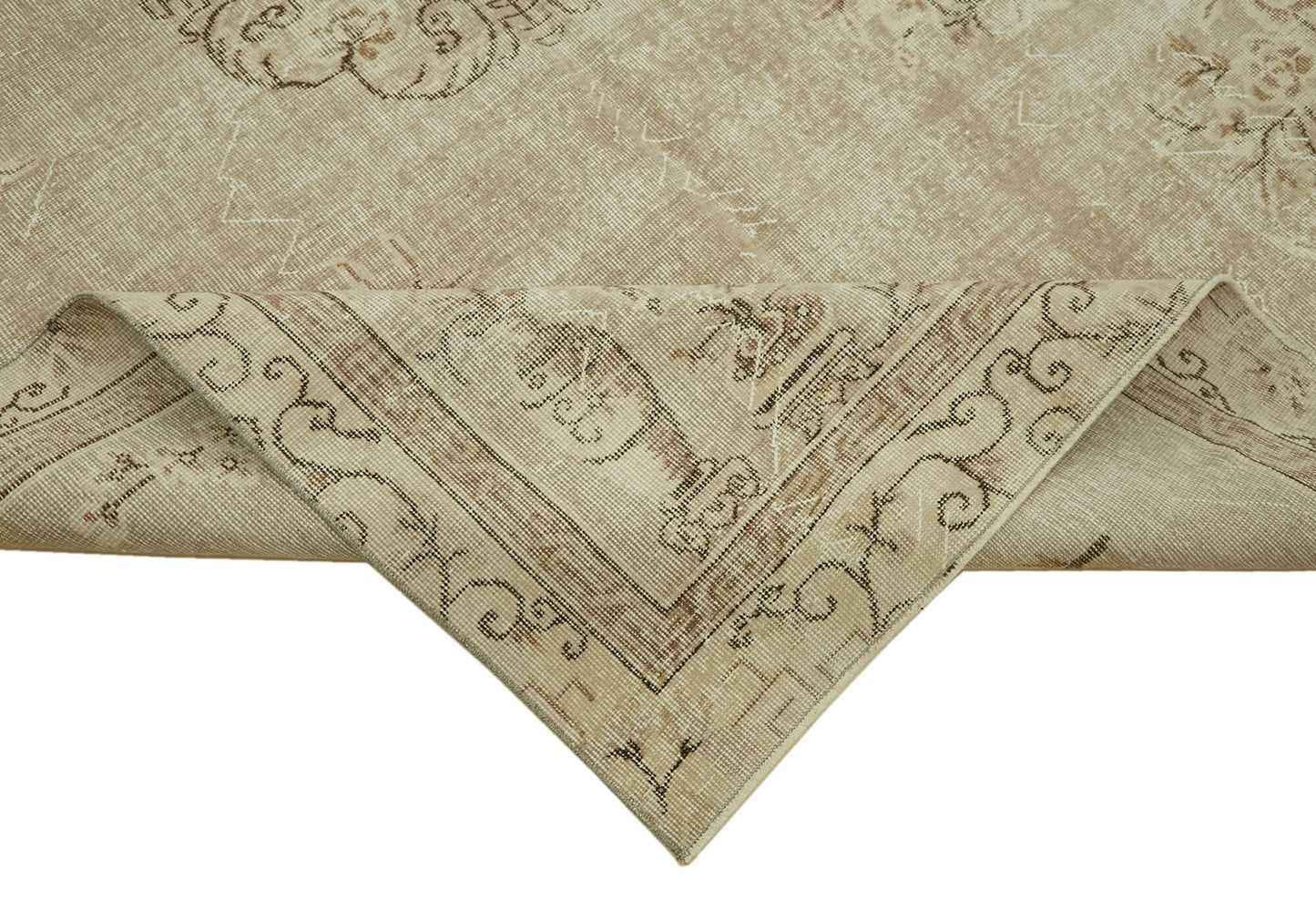 6x10 Beige Turkish Vintage Area Rug - 46092