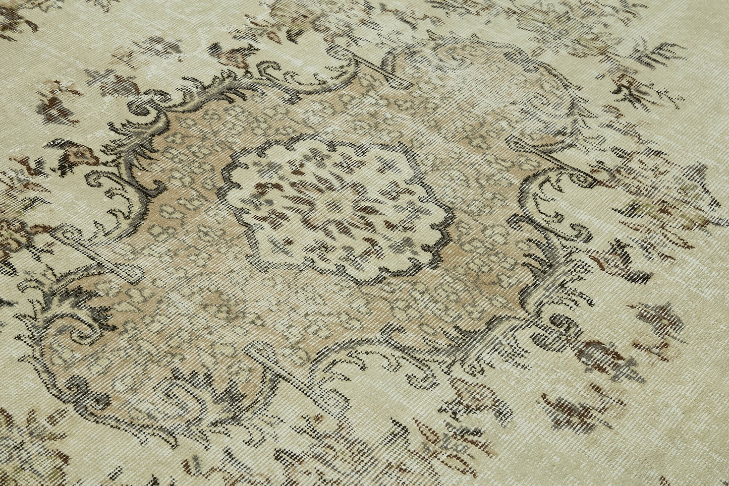 7x10 Beige Turkish Vintage Area Rug - 46093