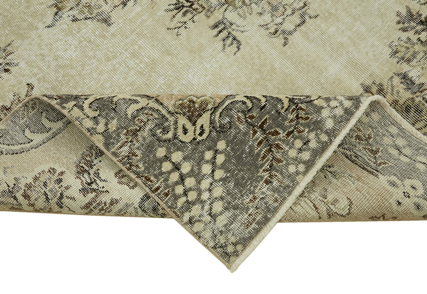 7x10 Beige Turkish Vintage Area Rug - 46093