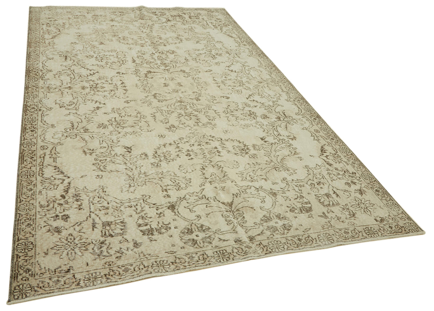 6x10 Beige Turkish Vintage Area Rug - 46094