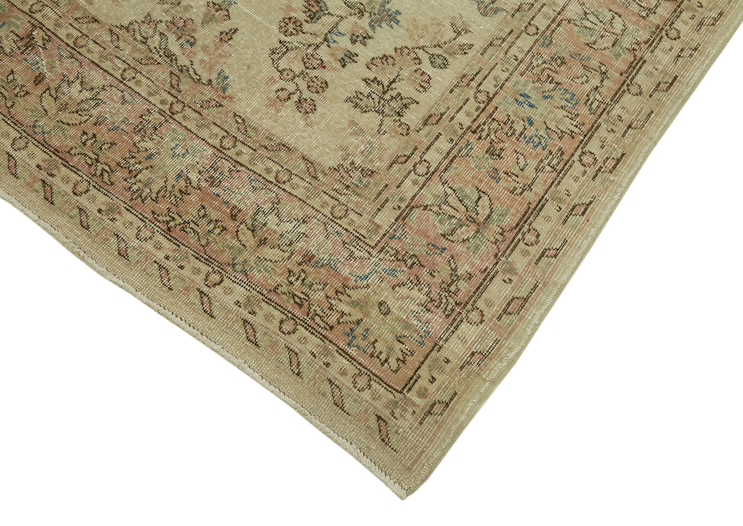 7x10 Beige Turkish Vintage Area Rug - 46098