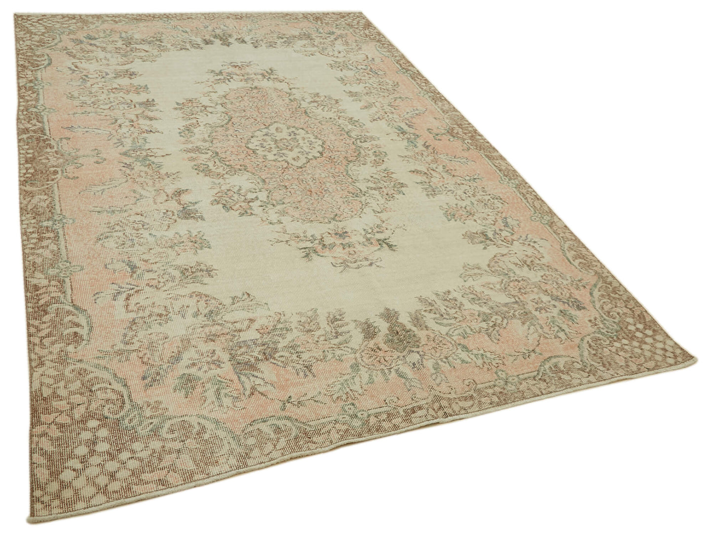 6x9 Beige Turkish Vintage Area Rug - 46102