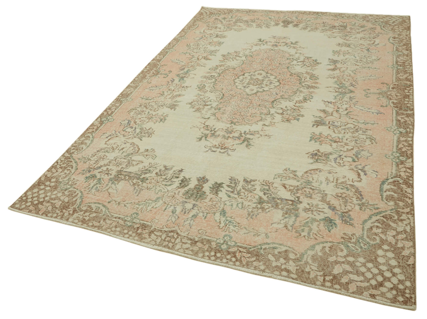 6x9 Beige Turkish Vintage Area Rug - 46102