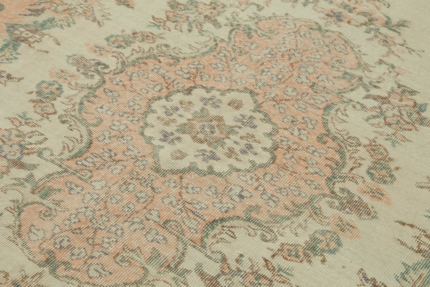 6x9 Beige Turkish Vintage Area Rug - 46102