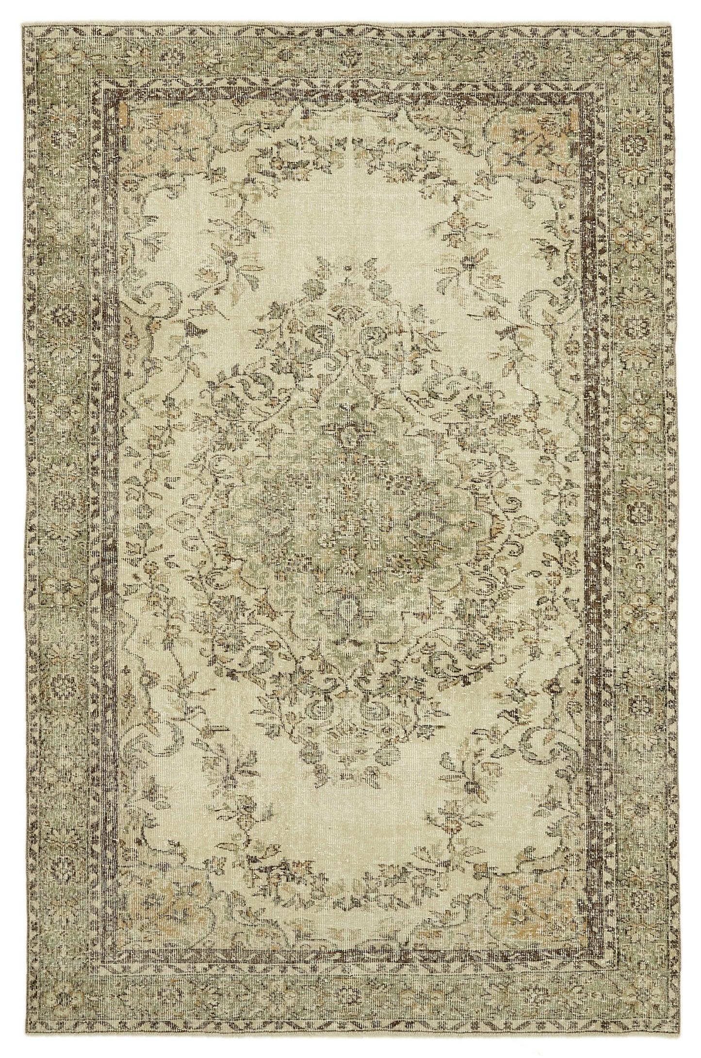 6x10 Beige Turkish Vintage Area Rug - 46103