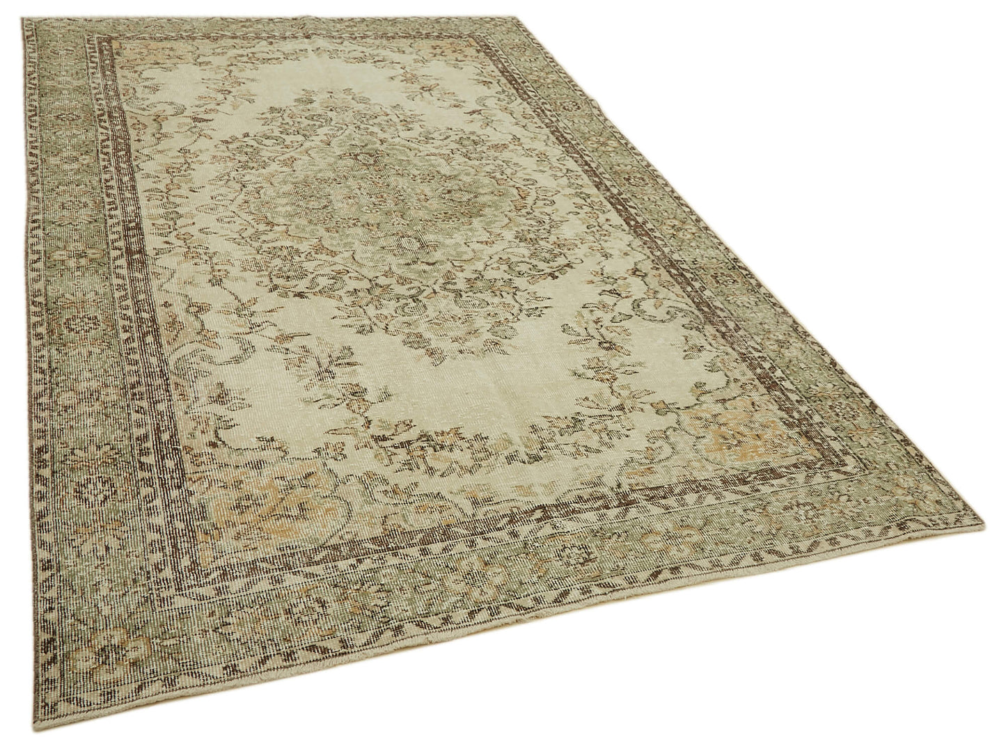 6x10 Beige Turkish Vintage Area Rug - 46103
