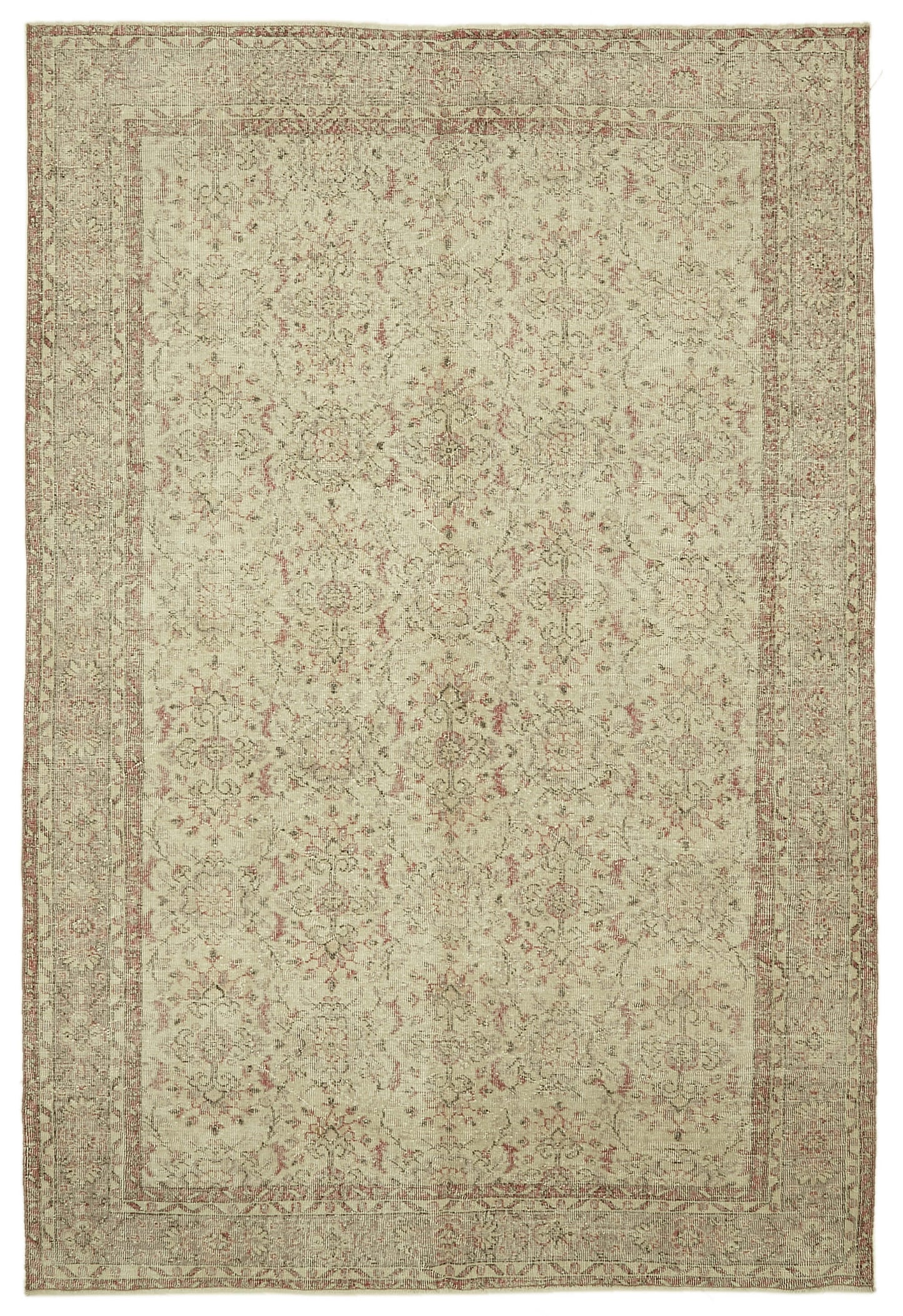 7x10 Beige Turkish Vintage Area Rug - 46105