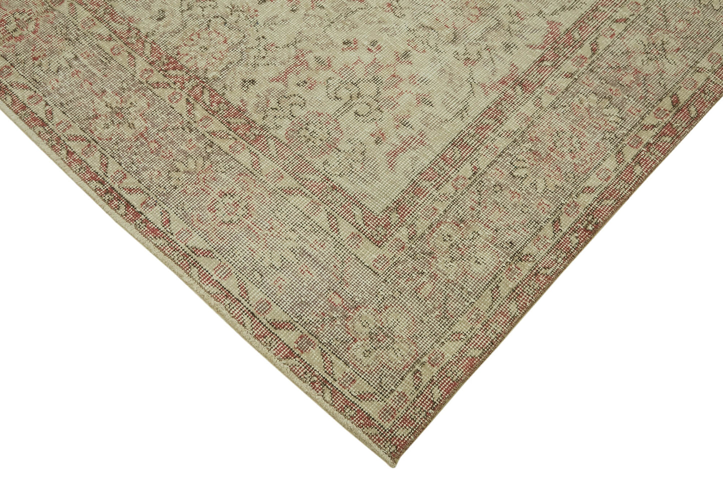 7x10 Beige Turkish Vintage Area Rug - 46105