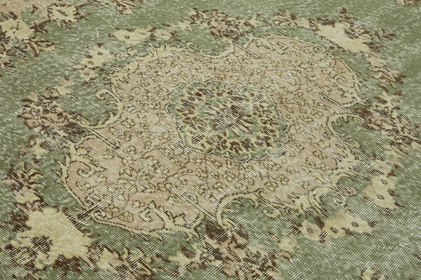 7x9 Beige Turkish Vintage Area Rug - 46113