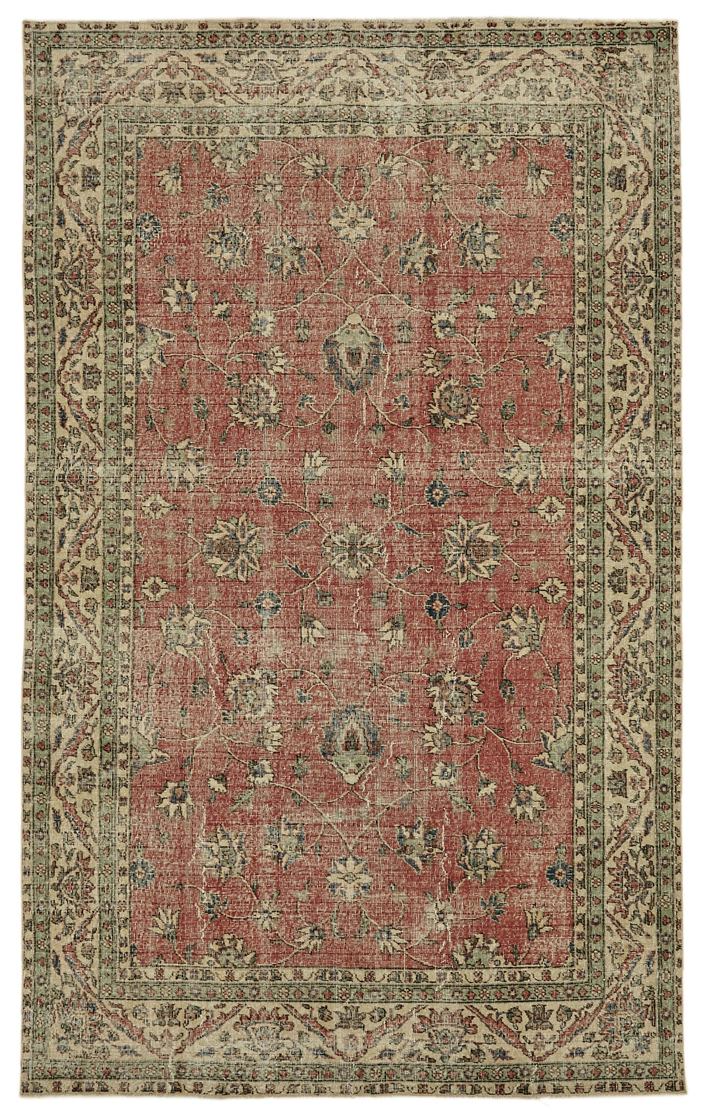 6x10 Beige Turkish Vintage Area Rug - 46114