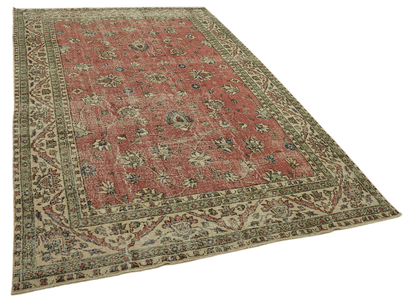 6x10 Beige Turkish Vintage Area Rug - 46114