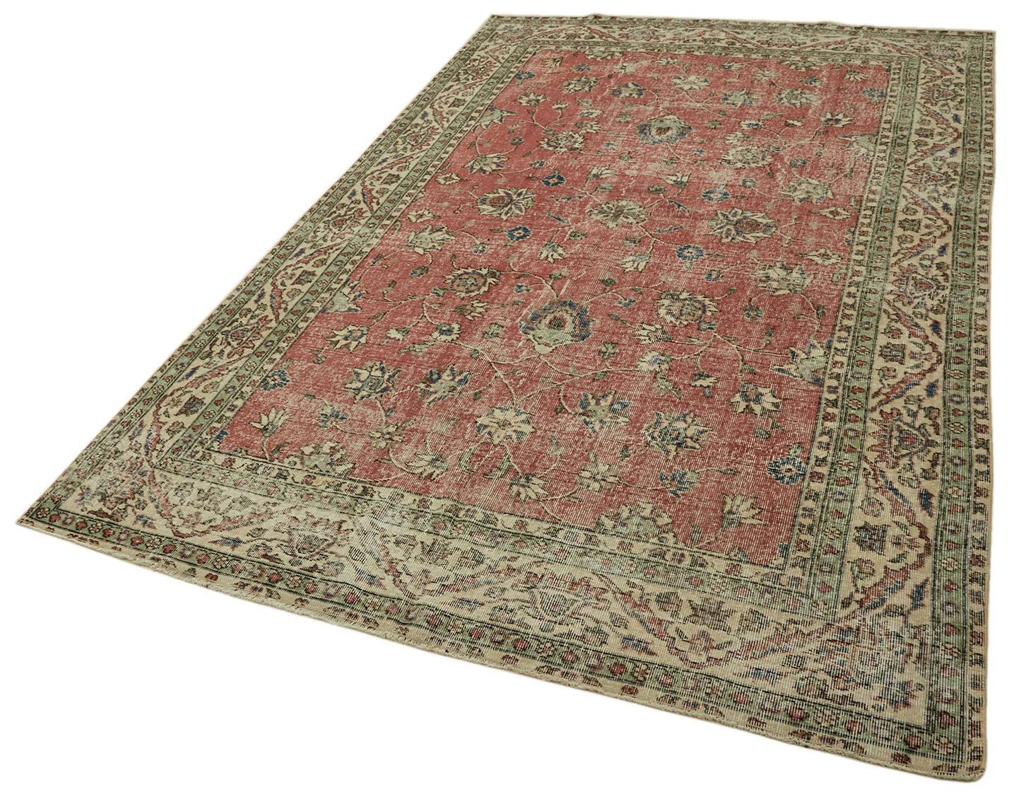 6x10 Beige Turkish Vintage Area Rug - 46114